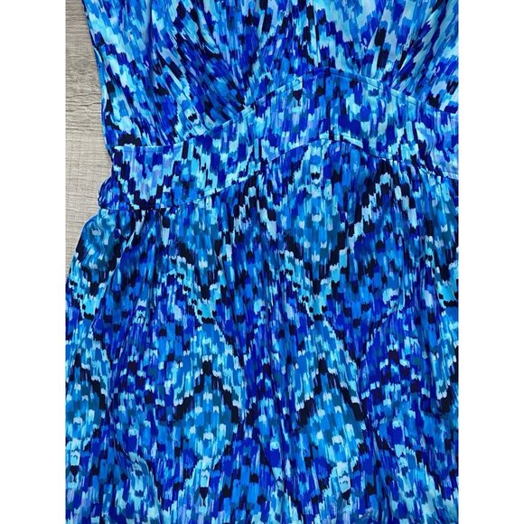 Maxine One Piece Swimdress Size 20W Blue Geometric Print Bathing Suit UPF50 NWT - Picture 2 of 8